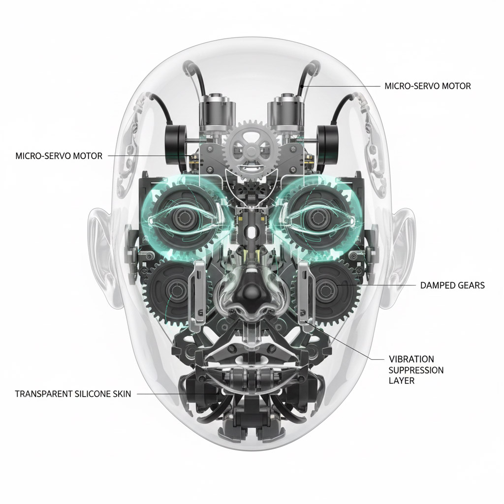 휴머노이드 얼굴의 초저소음 구동 설계 기술