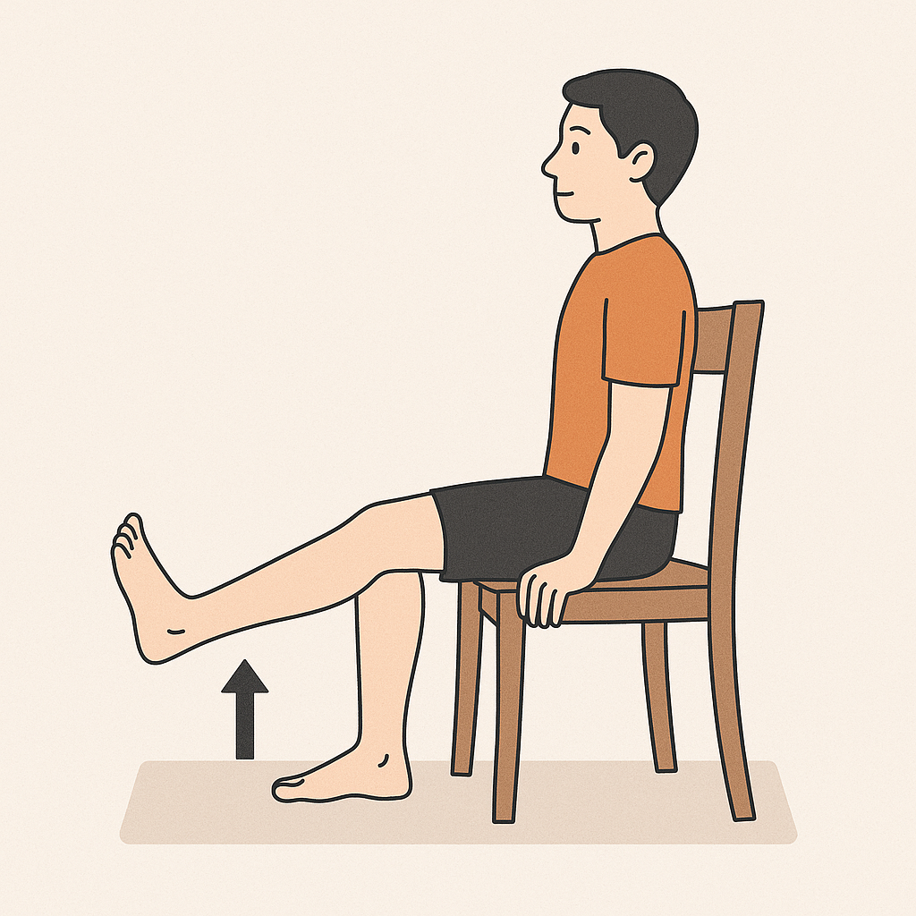 의자에 앉아 무릎 펴기운동