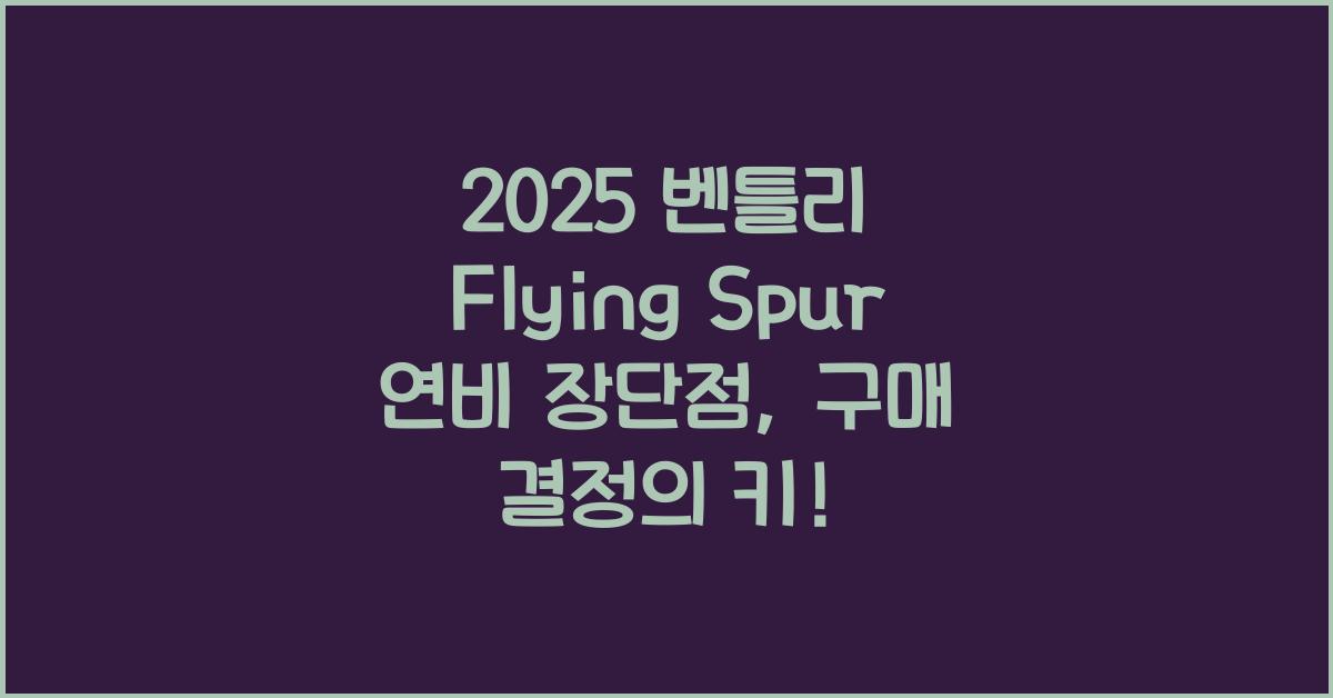 2025 벤틀리 Flying Spur 연비 장단점