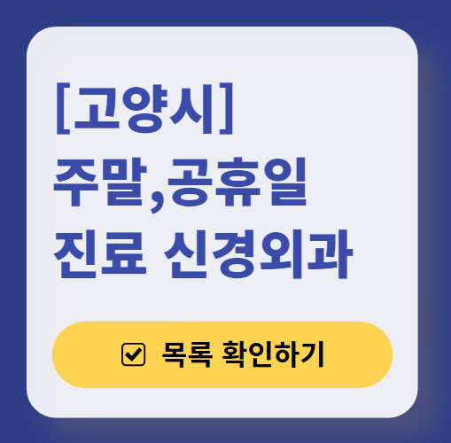 고양시 주말 진료 신경외과 목록 ❘ 토요일&middot;일요일&middot;공휴일 진료 병원 (어지럼증, 두통, 손발저림, 디스크)