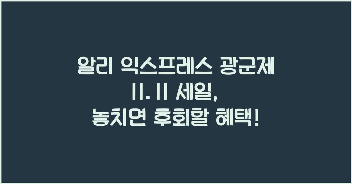 알리 익스프레스 광군제 11.11 세일