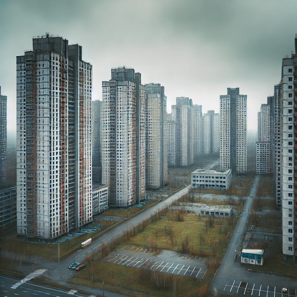 어두운 배경에 지어진 아파트