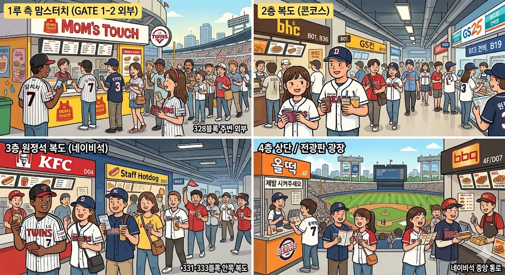 잠실 야구장 음식 구매 모습
