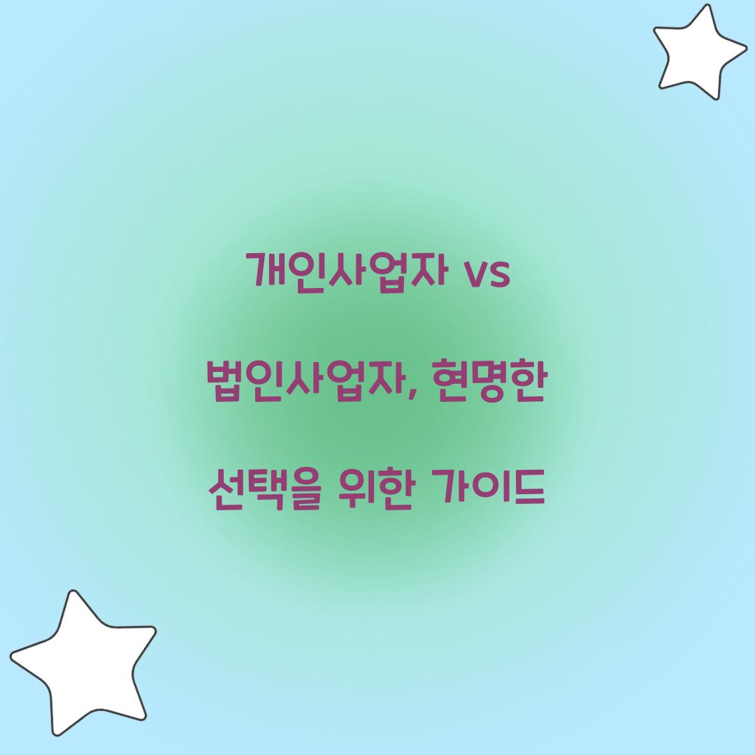 개인사업자 vs 법인사업자