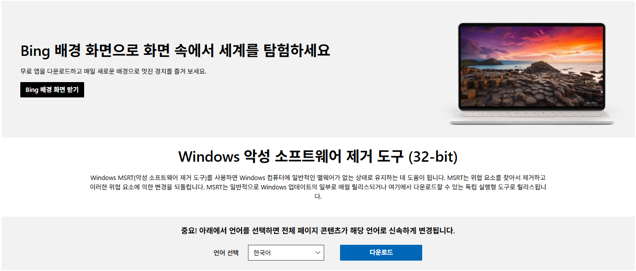 Windows MSRT(악성 소프트웨어 제거 도구)