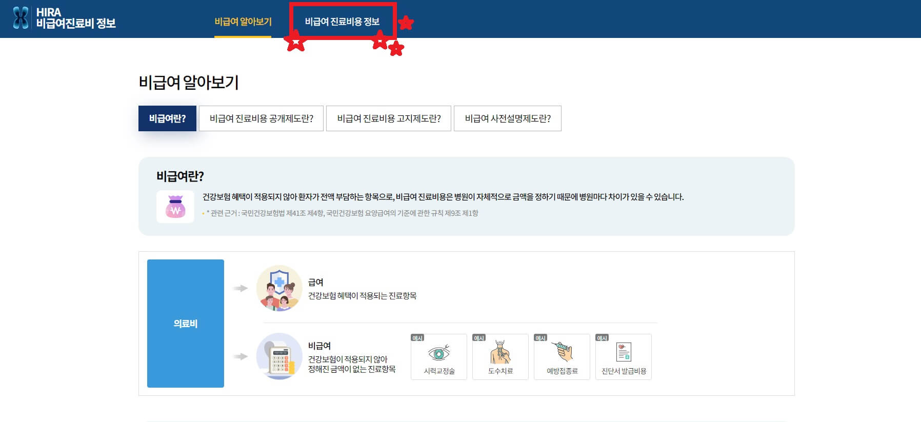 비용 및 의료기관 찾기