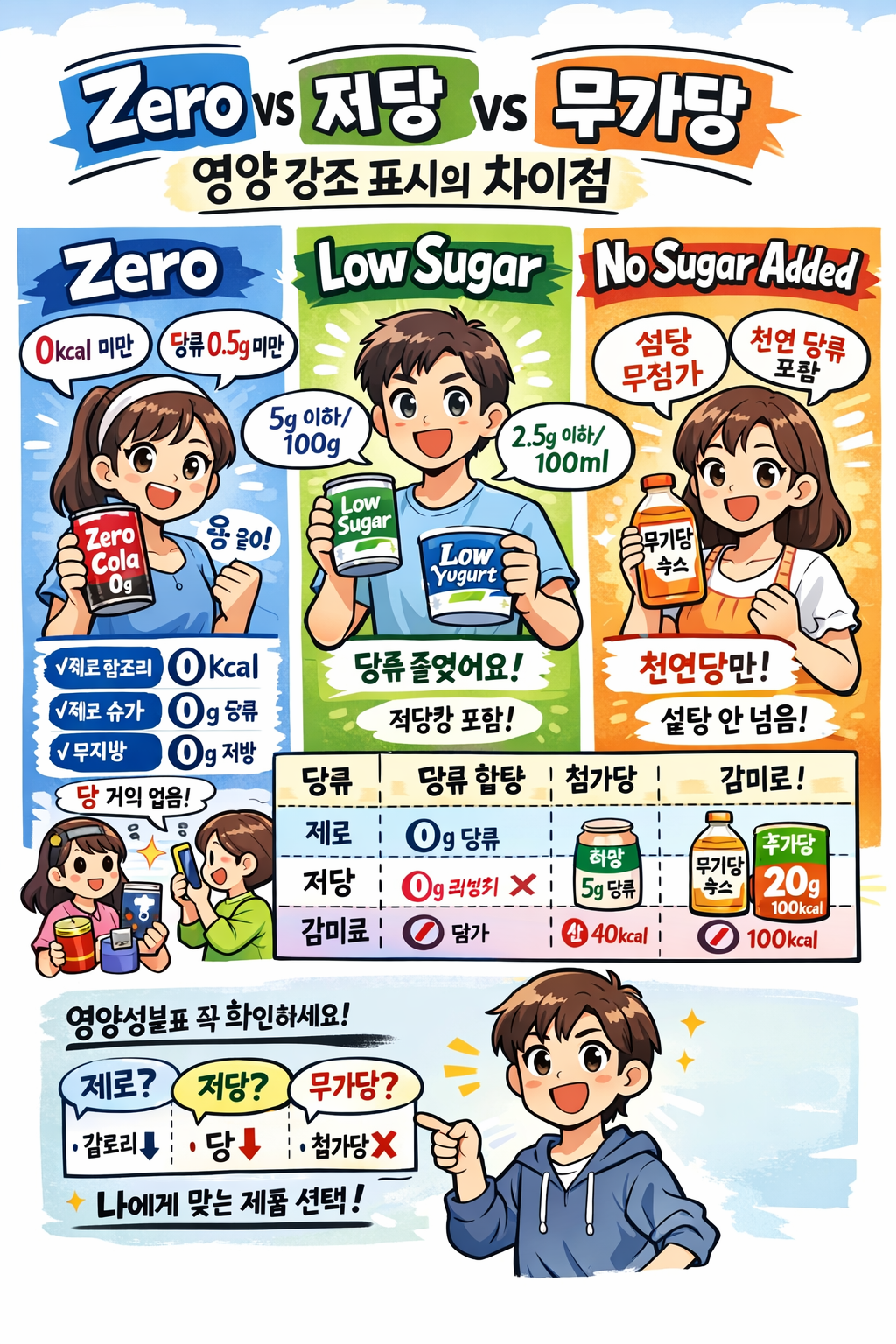 제로·저당·무가당 표시의 법적 기준 비교