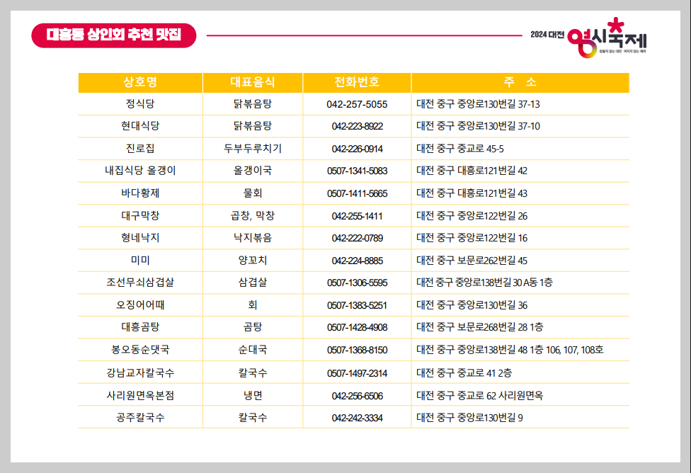 대전 영시축제 맛집