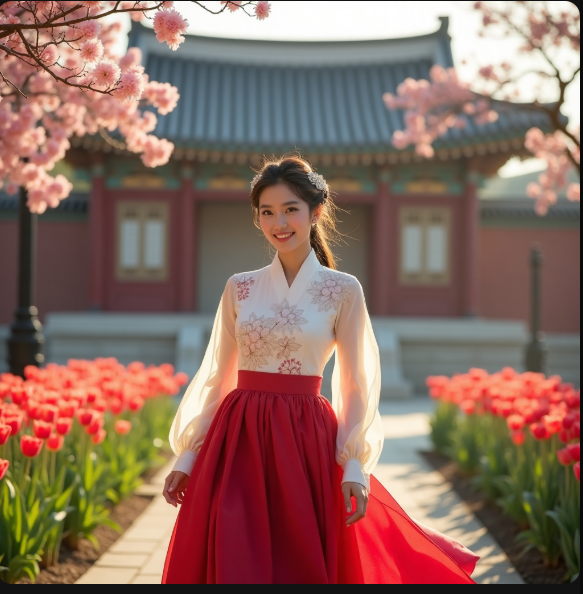 한복입은 20대 여성