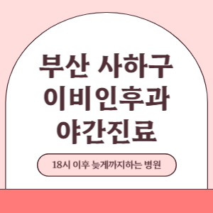 부산 사하구 야간진료 이비인후과 병원 (18시 이후 늦게까지하는 병원)