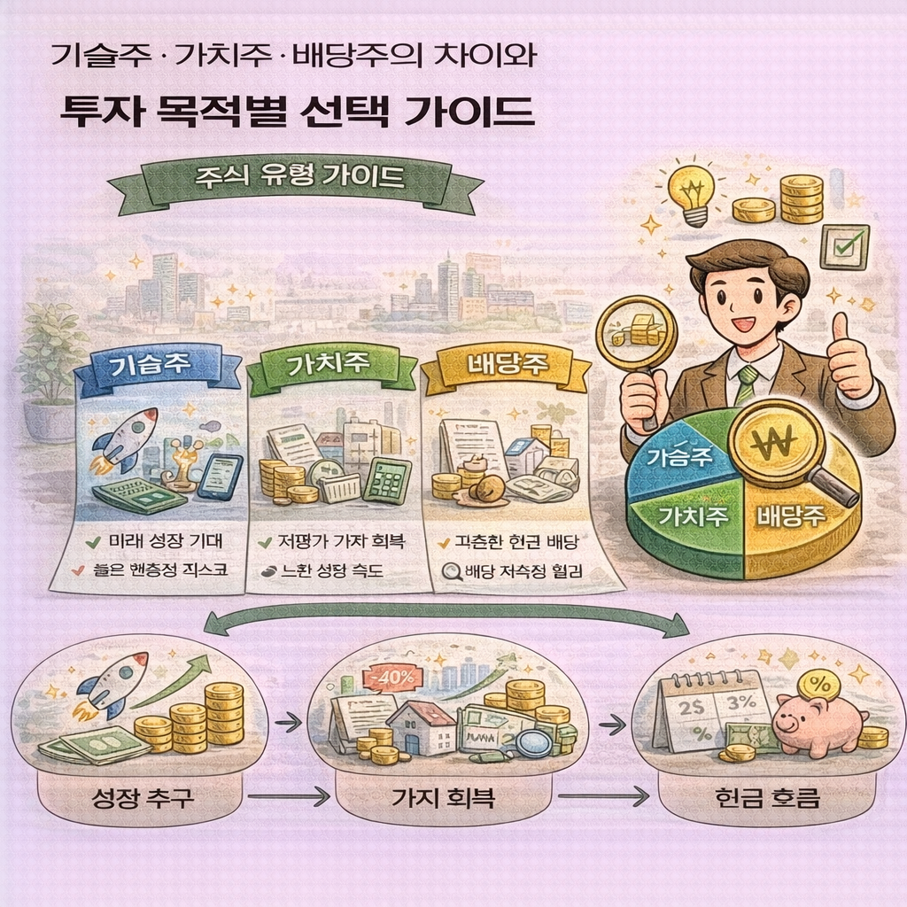 주식 유형 비교 가이드 인포그래픽