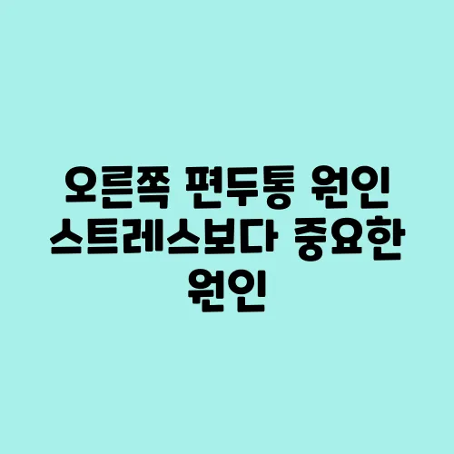 오른쪽 편두통 원인 스트레스보다 중요한 원인