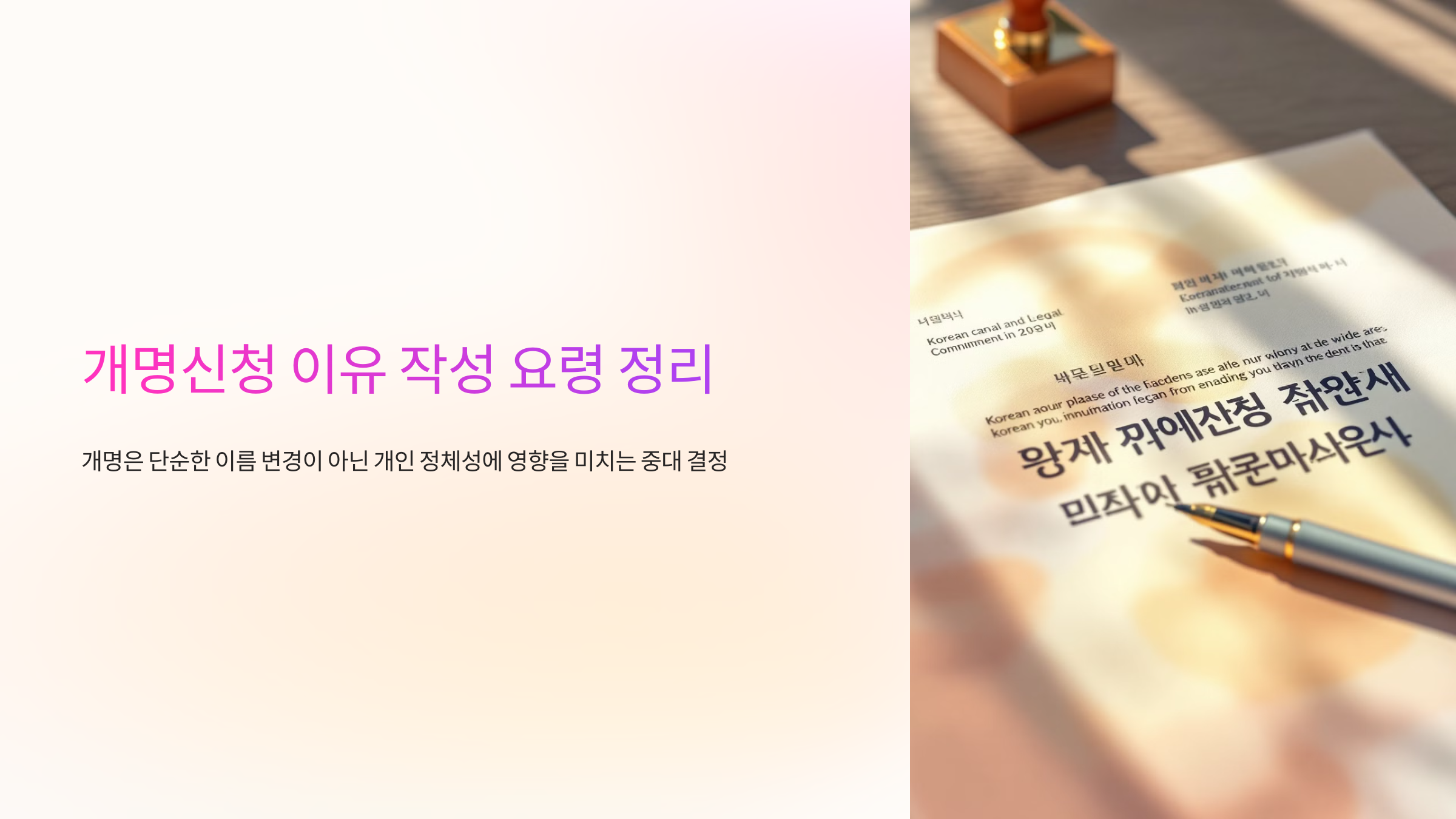 개명신청 이유 작성 요령 정리