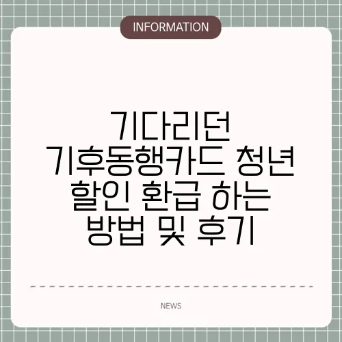 기다리던 기후동행카드 청년 할인 환급 하는 방법 및 후기