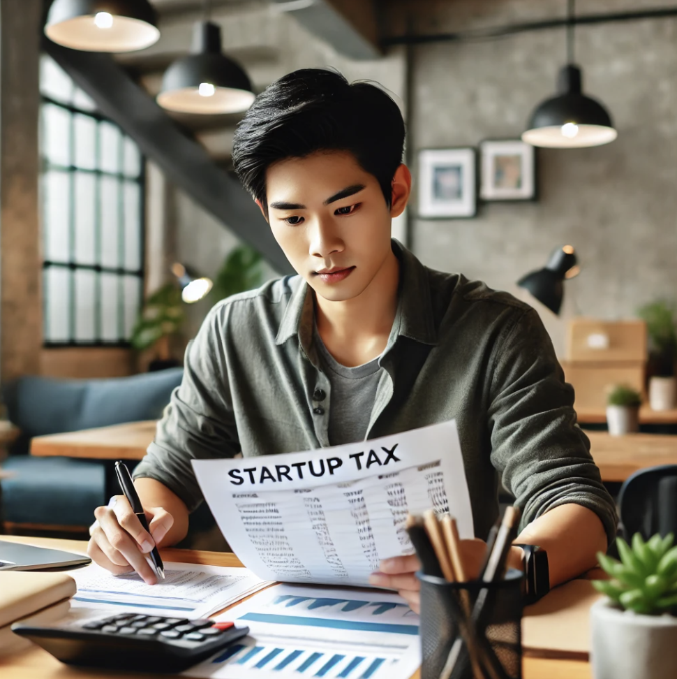 스타트업 대표가 재무 전략을 검토하는 모습