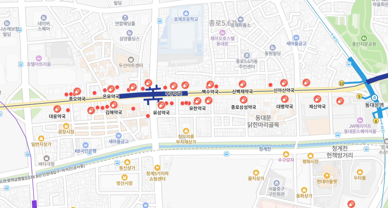 종로5가 약국거리 지도 이미지