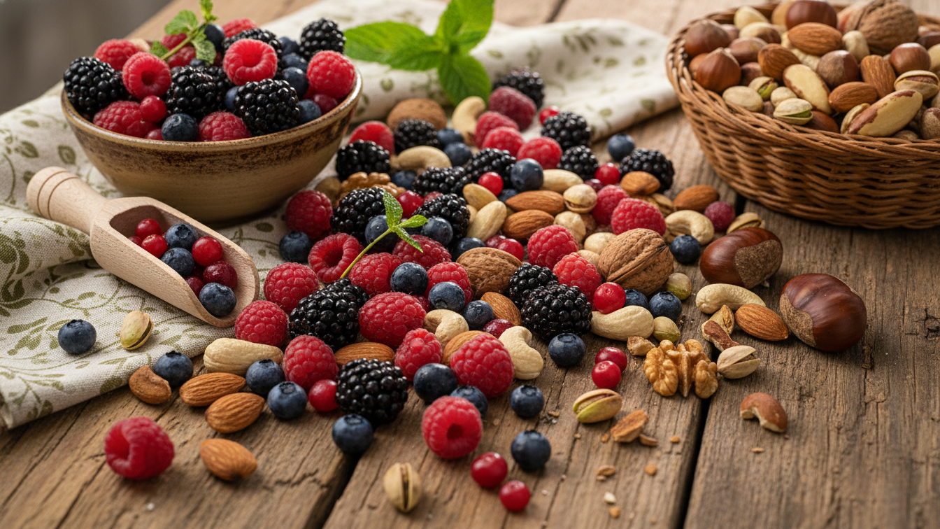 베리류와 견과류 사진