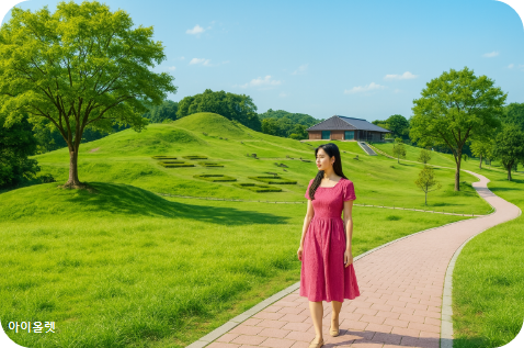 대성동 고분군을 산책하는 소녀