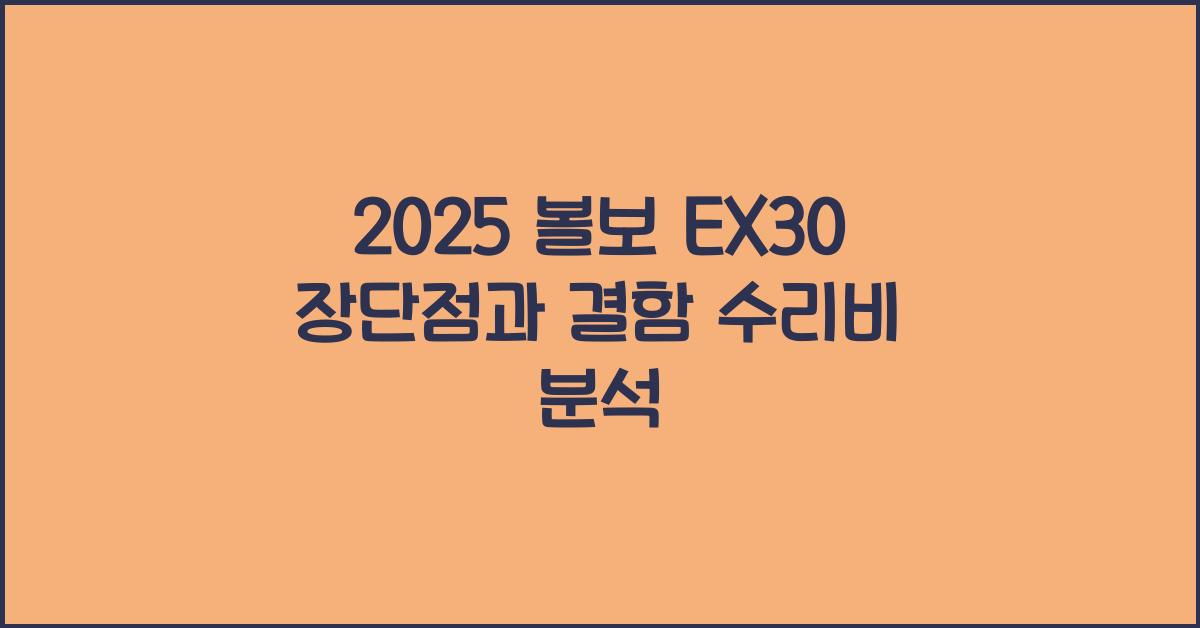 2025 볼보 EX30 장단점 결함 수리비