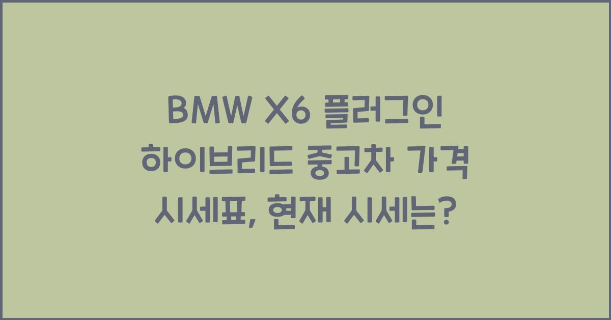 BMW X6 플러그인 하이브리드 중고차 가격 시세표