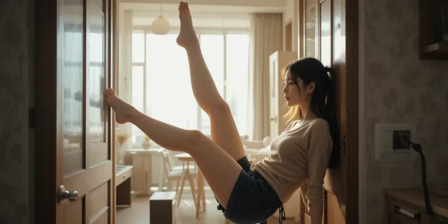 터프 매트 위에서 마운틴 클라이머를 리듬감 있게 수행하며 견갑 안정과 엉덩이 라인 유지를 강조