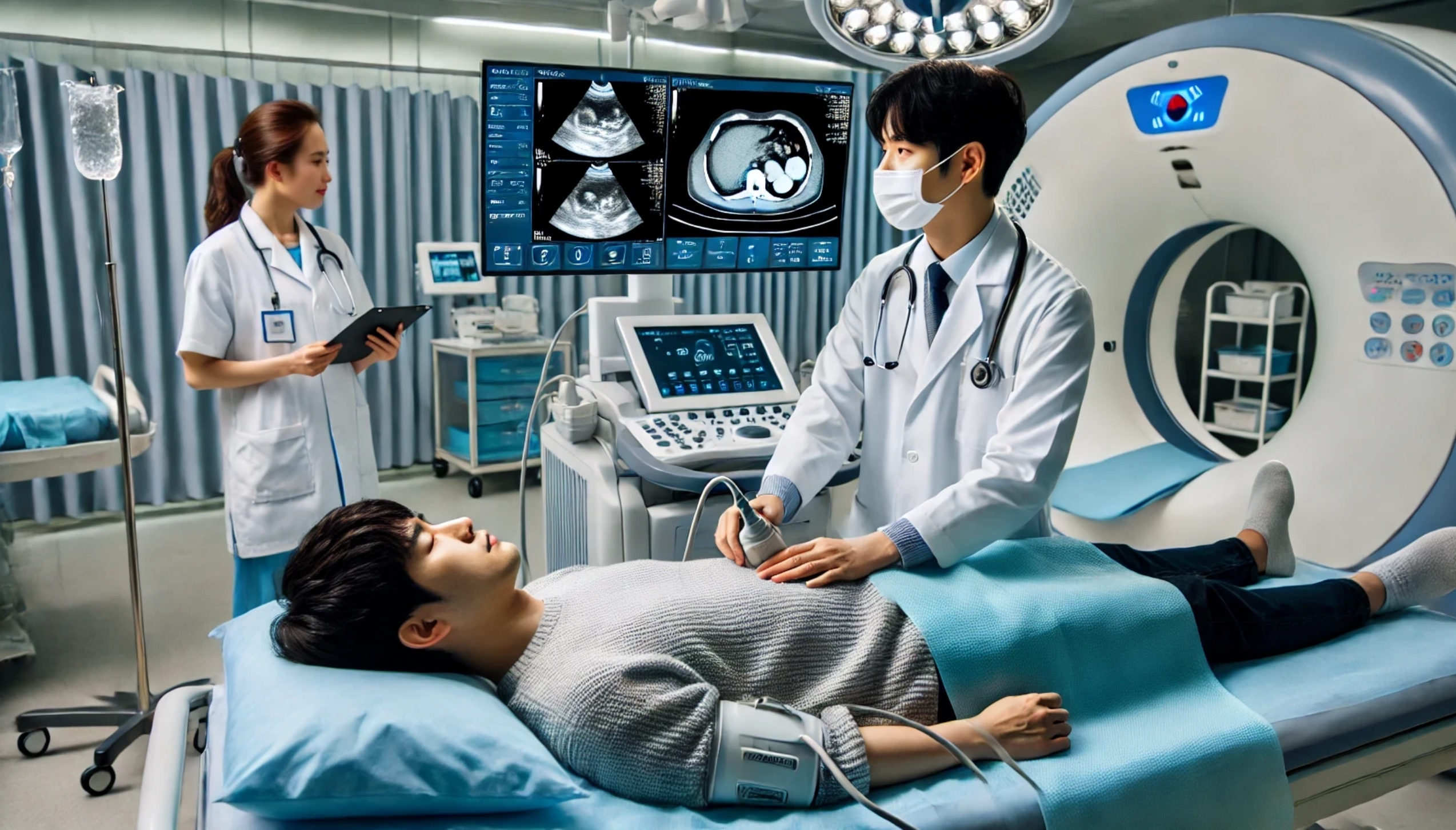 초음파 검사하는 모습
