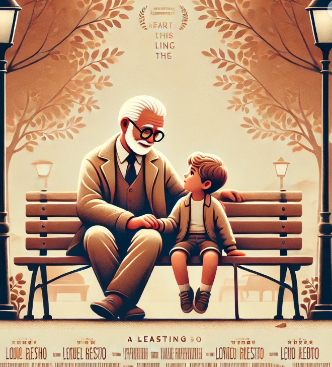 노인과 아이의 사진