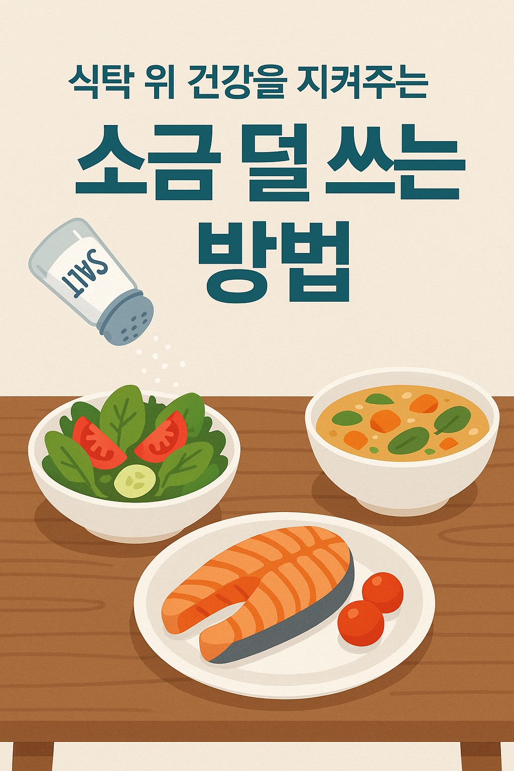 식탁 위 건강을 지켜주는 소금 덜 쓰는 방법 7가지