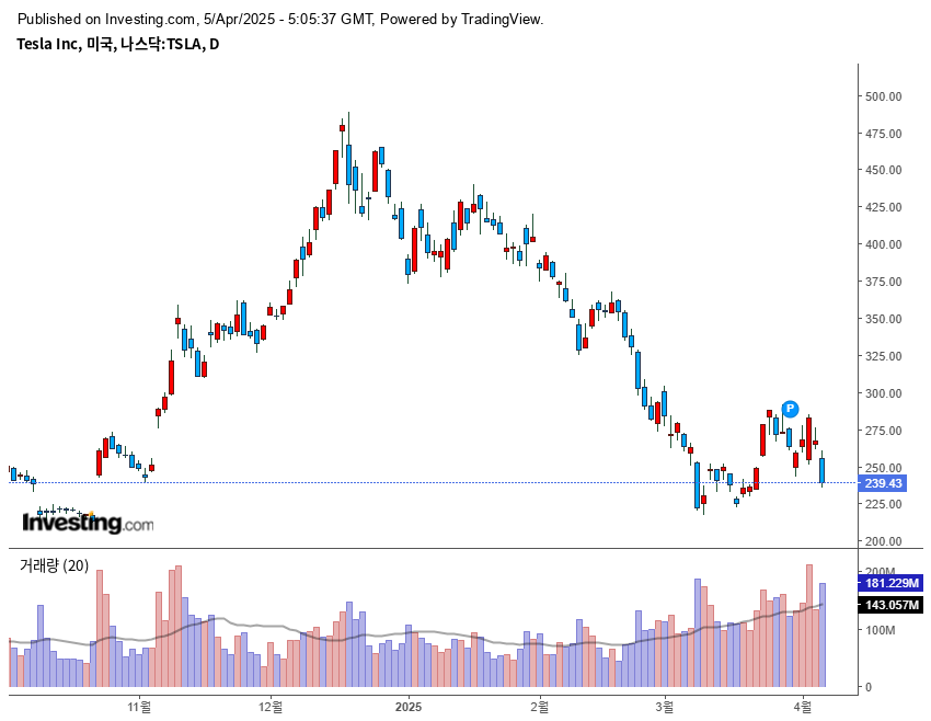 테슬라 주가그래프