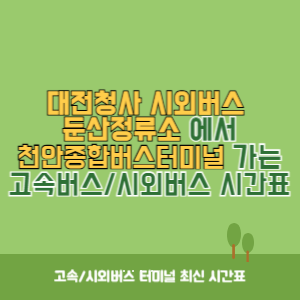 대전청사시외버스둔산정류소에서 천안종합버스터미널 가는 시외버스 시간표 최신정보