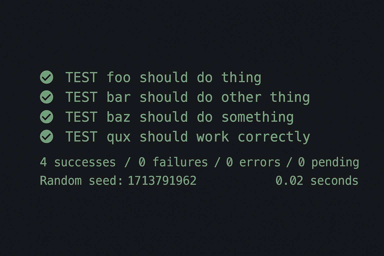 Busted 테스트 프레임워크 실행 결과 화면 - 루아 단위 테스트 성공 사례