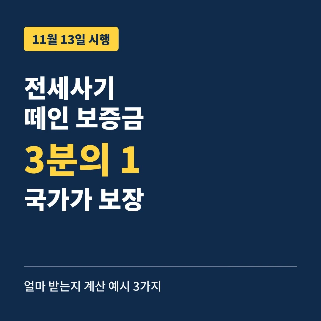 전세사기 보증금 3분의 1 국가 보장 11월 13일 시행