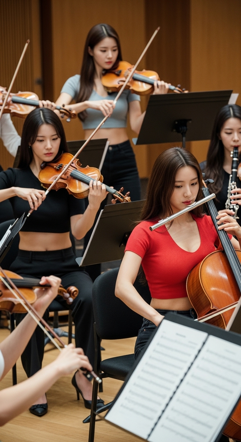 열심히 연습하는 여자들