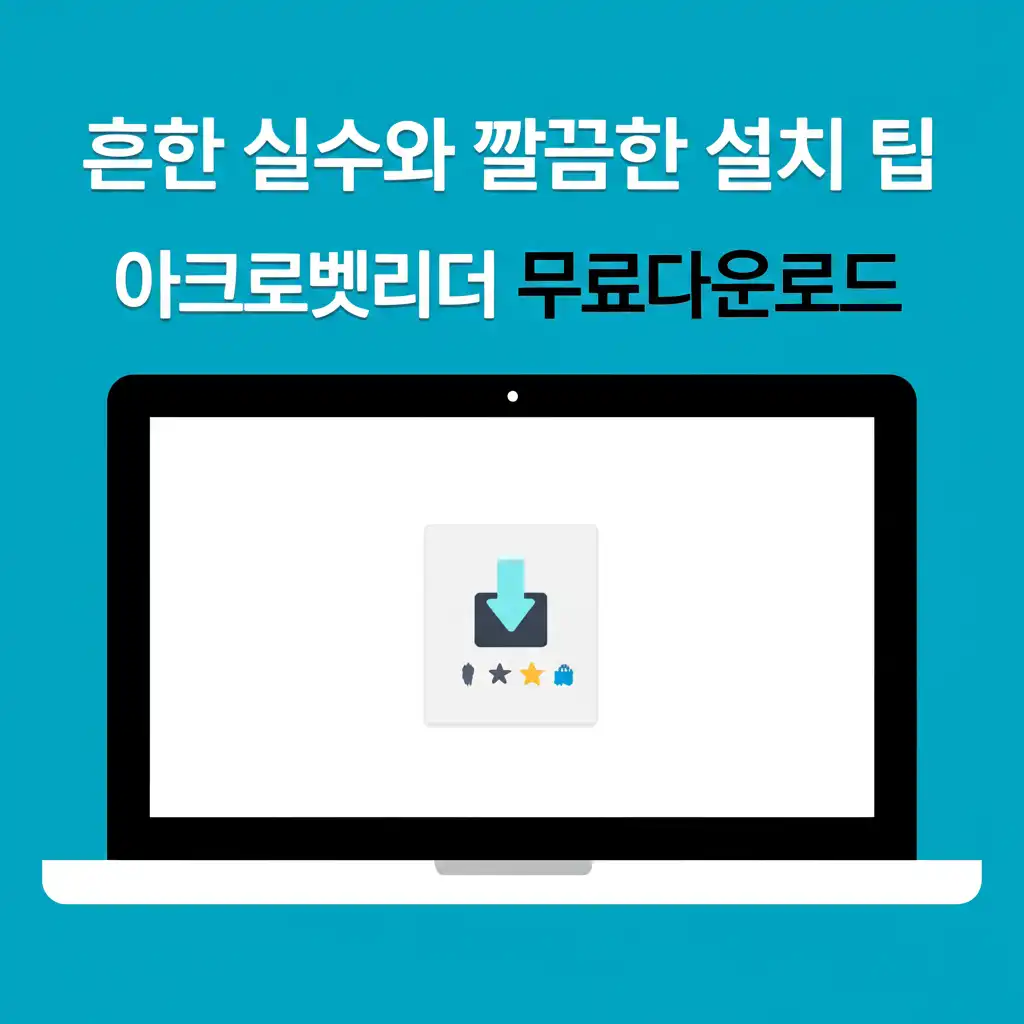 아크로벳 리더 설치 시 흔한 실수와 불필요한 프로그램 제거 방법을 보여주는 이미지