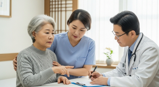 인지능력검사 장면&amp;#44; 의사 상담