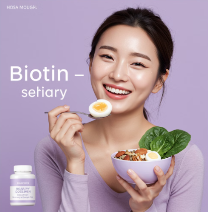 비오틴 음식을 섭취하는 여성