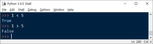 파이썬 불 연산 예제