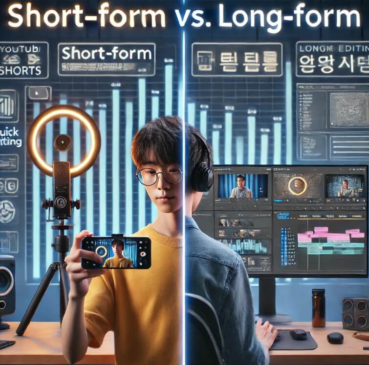 유튜브 숏폼 vs 롱폼 관련 이미지