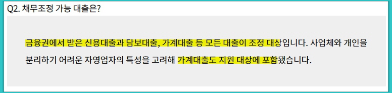 새출발기금 지원 대상 대출