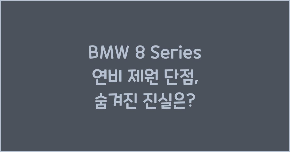 BMW 8 Series 연비 제원 단점