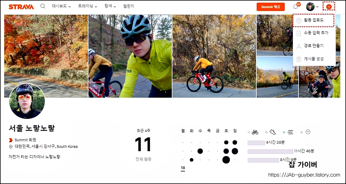 Strava 활동 업로드 Garmin FIT 파일 수동 업로드 메뉴