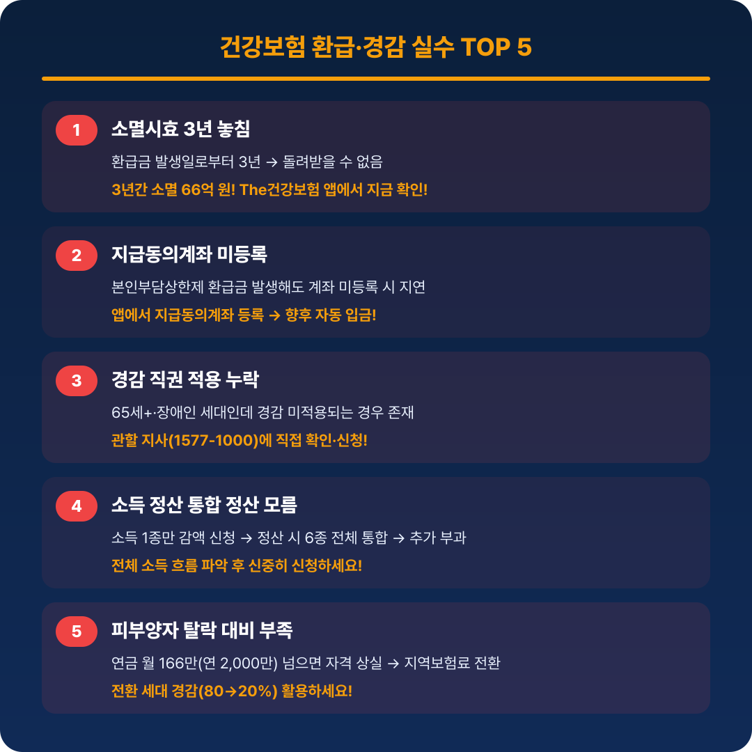 건강보험료 환급&middot;경감 실수