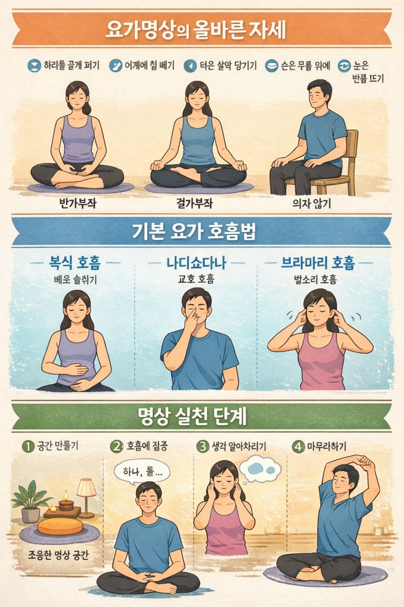 초보자 요가와 명상 가이드 (자세, 호흡, 명상 입문) 관련 이미지