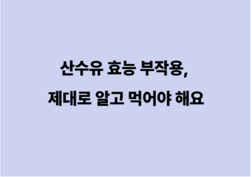 산수유 효능 부작용, 제대로 알고 먹어야 해요