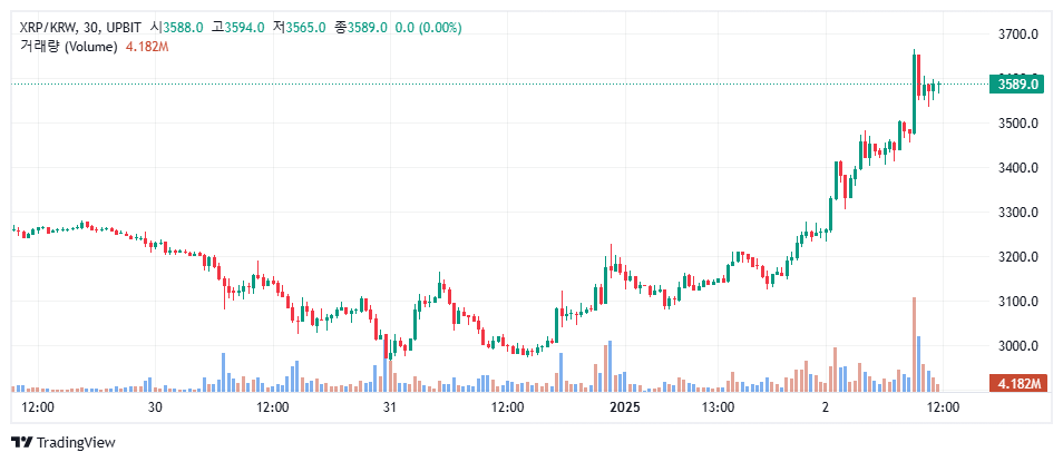 리플 2025년 1월 2일 시세