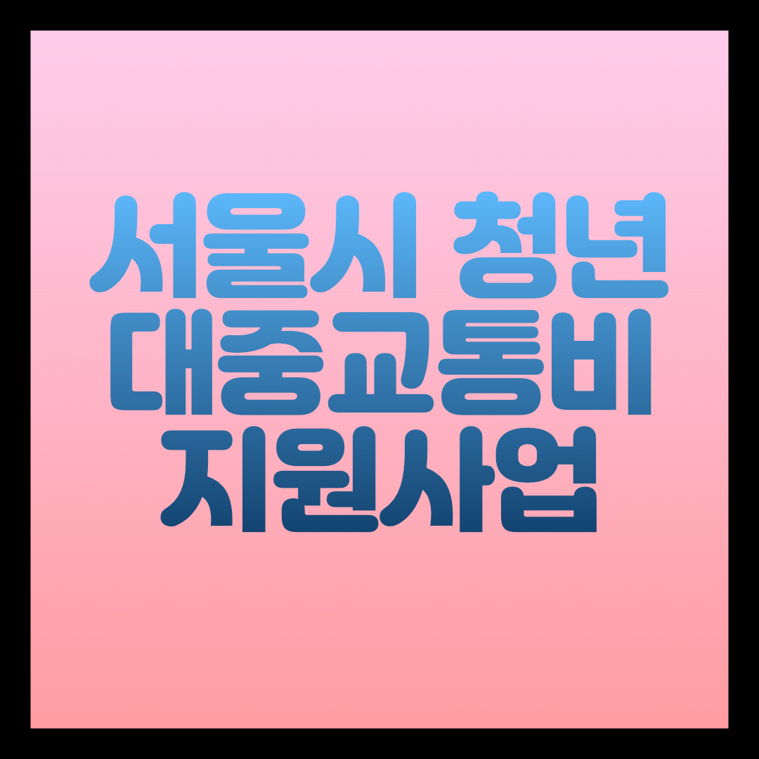 서울시 청년 대중교통비 지원사업 신청방법