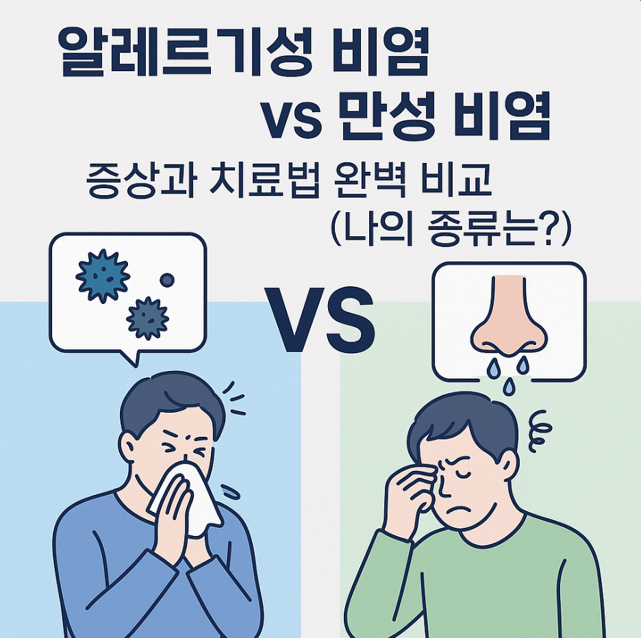 알레르기성 비염 vs 만성 비염, 증상과 치료법 완벽 비교 (나의 종류는?)