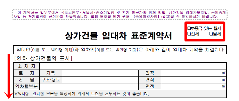 상가건물 임대차 계약 상가건물의 표시