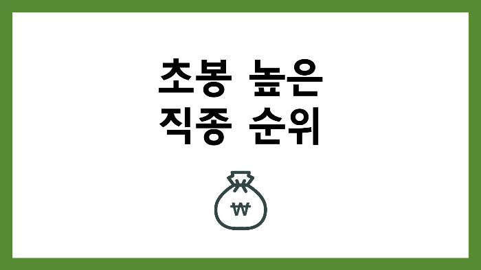 2024년 초봉 높은 직업 직종 순위