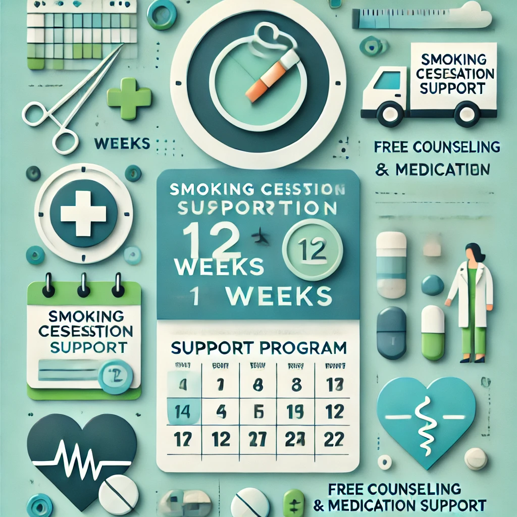 금연치료 지원사업 포스터 - 국민건강보험 금연 상담과 의약품 지원 안내